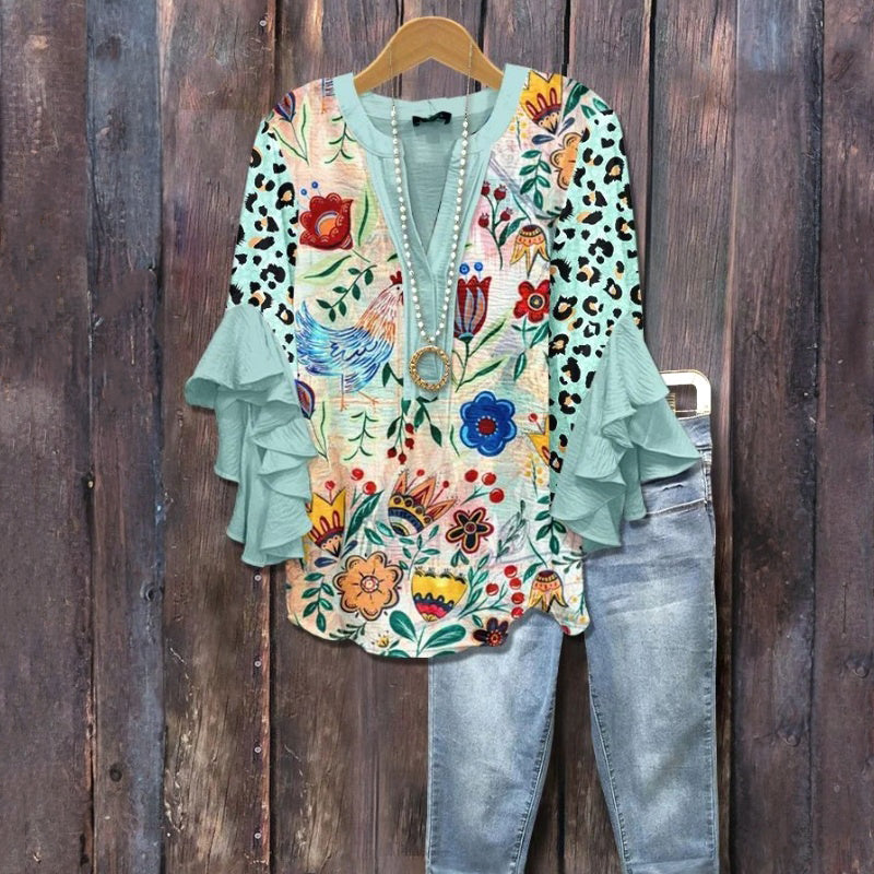 Vintage Blouse with Floral Print
