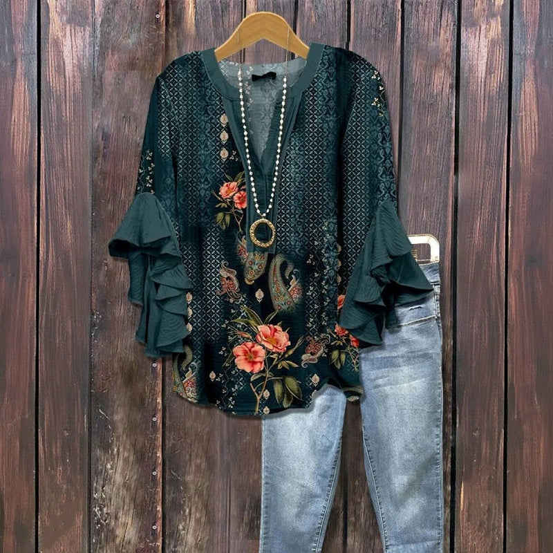 Vintage Blouse with Floral Print