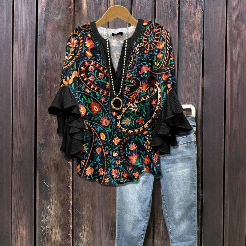 Vintage Blouse with Floral Print