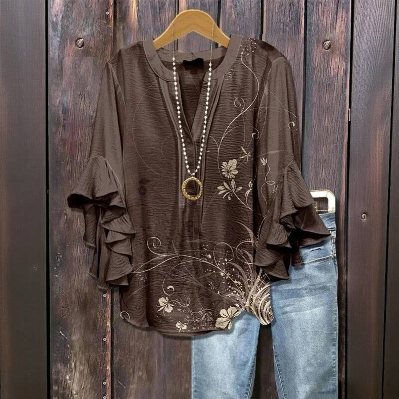 Vintage Blouse with Floral Print