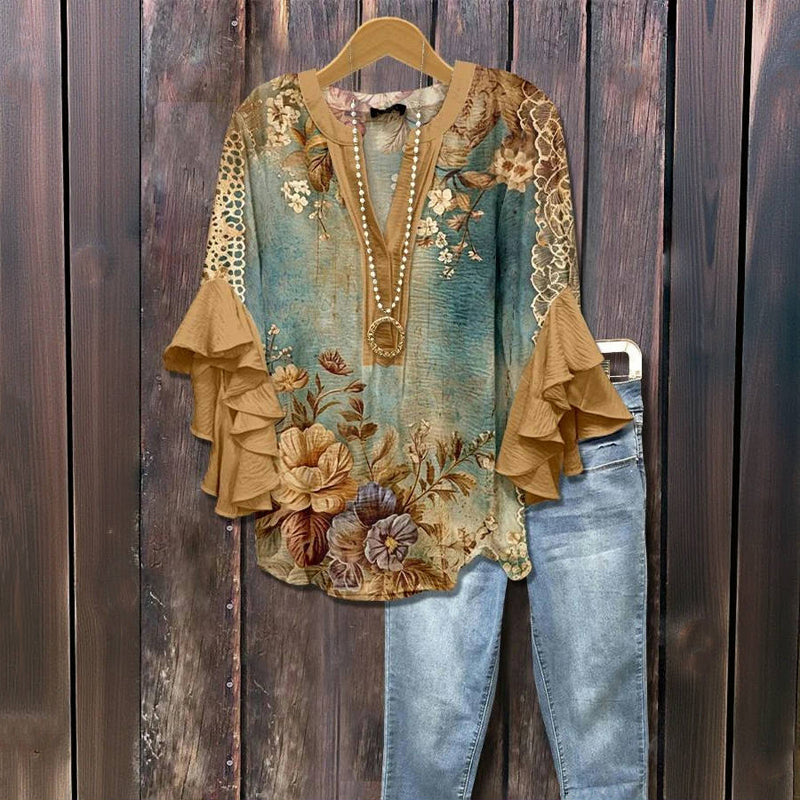 Vintage Blouse with Floral Print