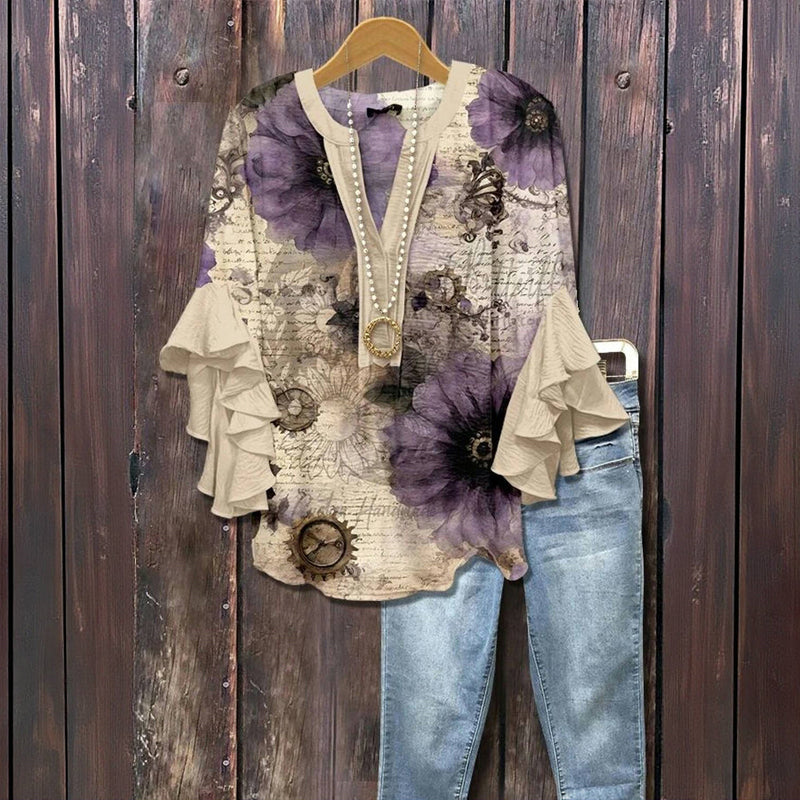 Vintage Blouse with Floral Print