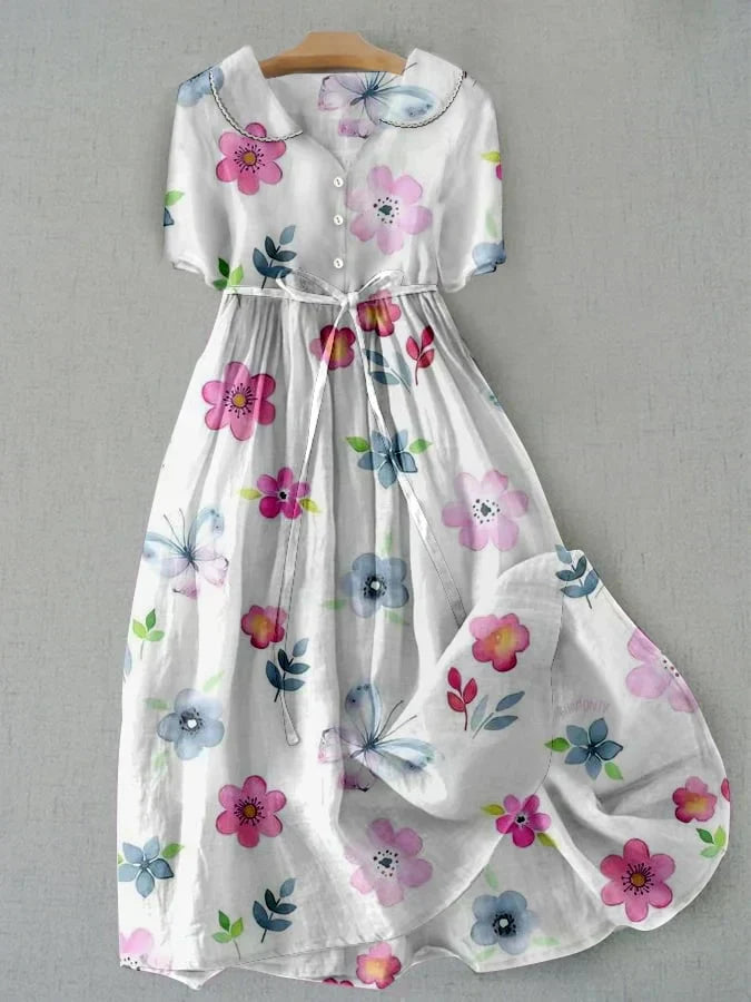 Lyric – Stylish Floral Dress with Lace-Up Waist