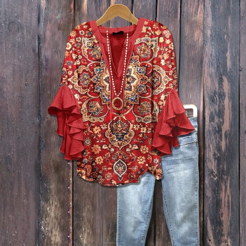 Vintage Blouse with Floral Print