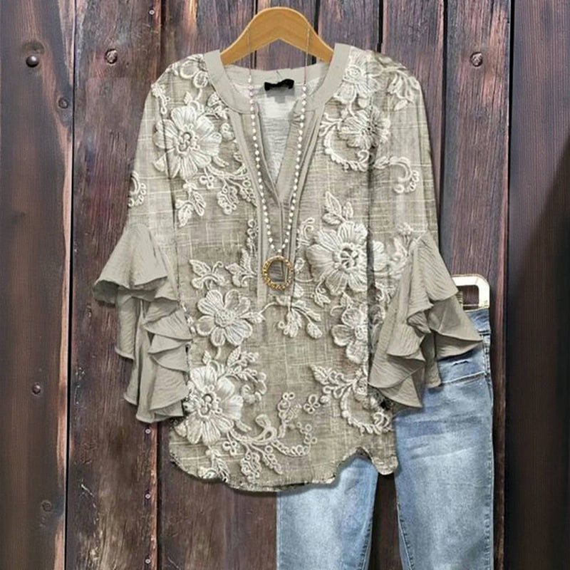 Vintage Blouse with Floral Print