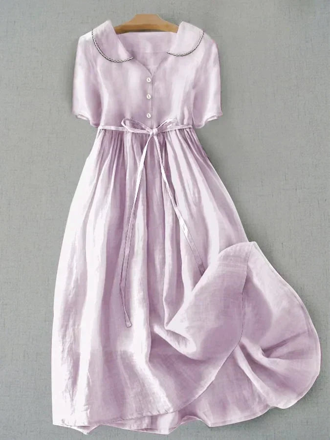 Isla – Elegant Cotton-Linen Dress with Half Sleeves