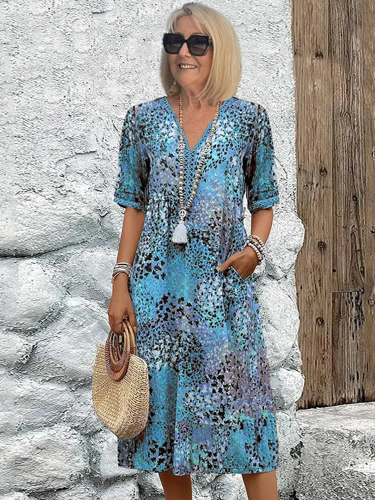 Celia™ | Boho Print Midi Dress