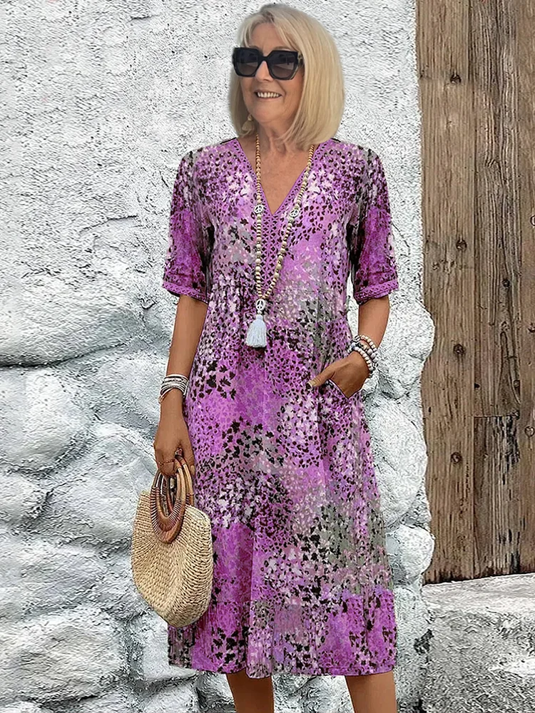Celia™ | Boho Print Midi Dress
