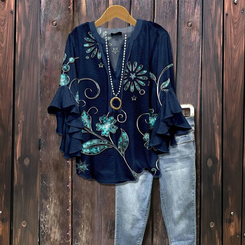 Vintage Blouse with Floral Print