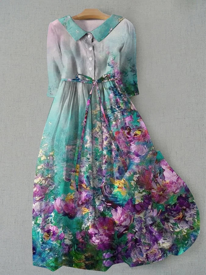 Tessa – Women’s Floral Dress with Lace-Up Waist