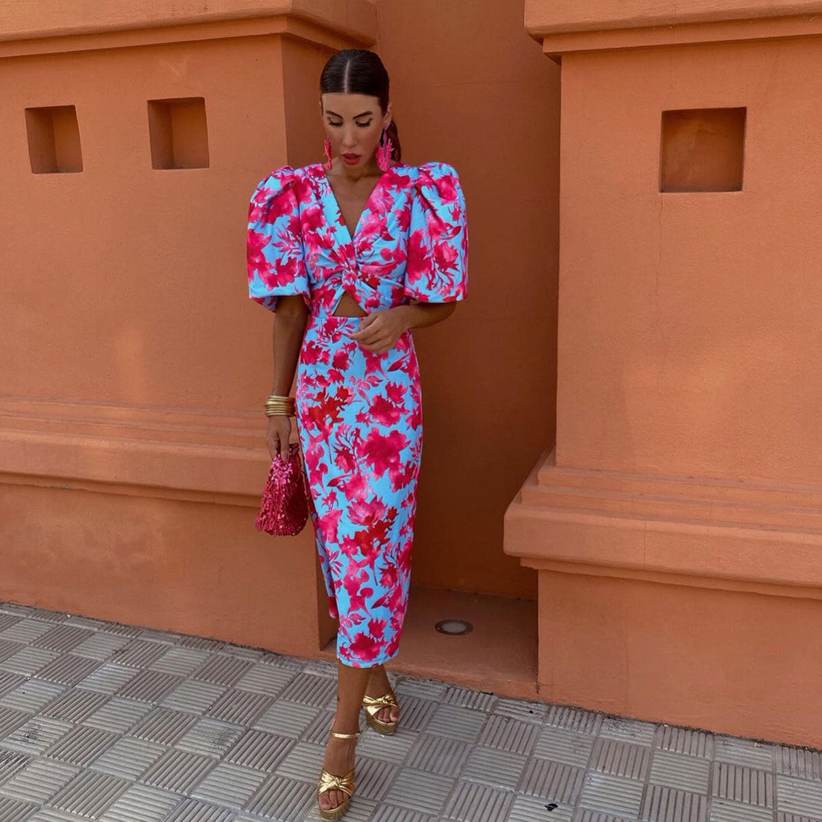 Lily™ | Colorful Dress with Pleated Sleeves