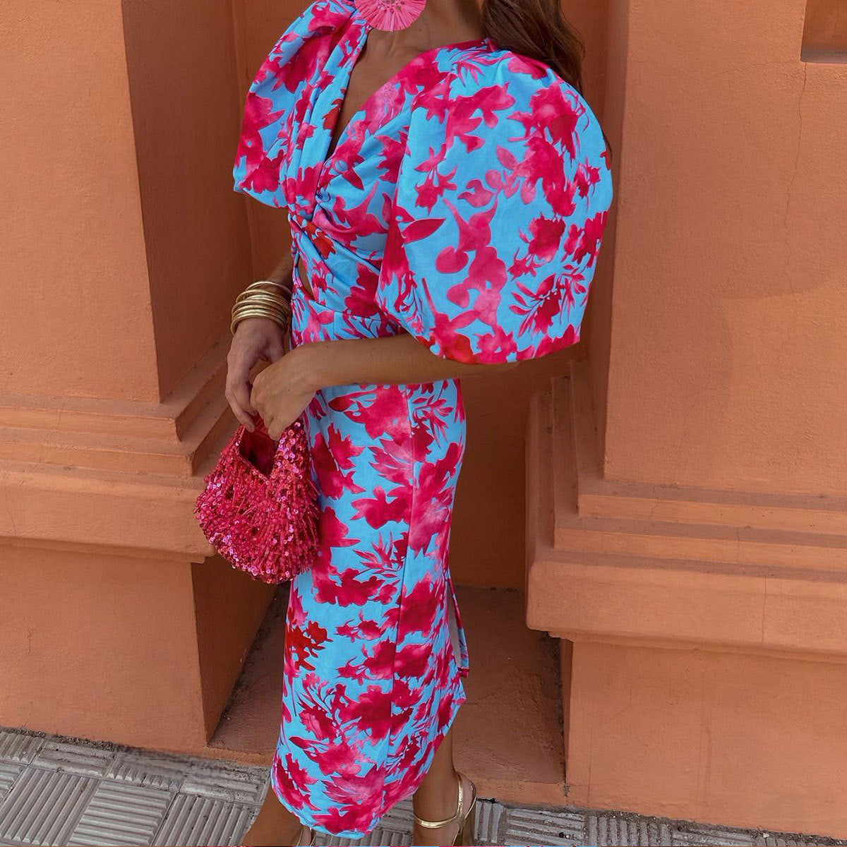 Lily™ | Colorful Dress with Pleated Sleeves