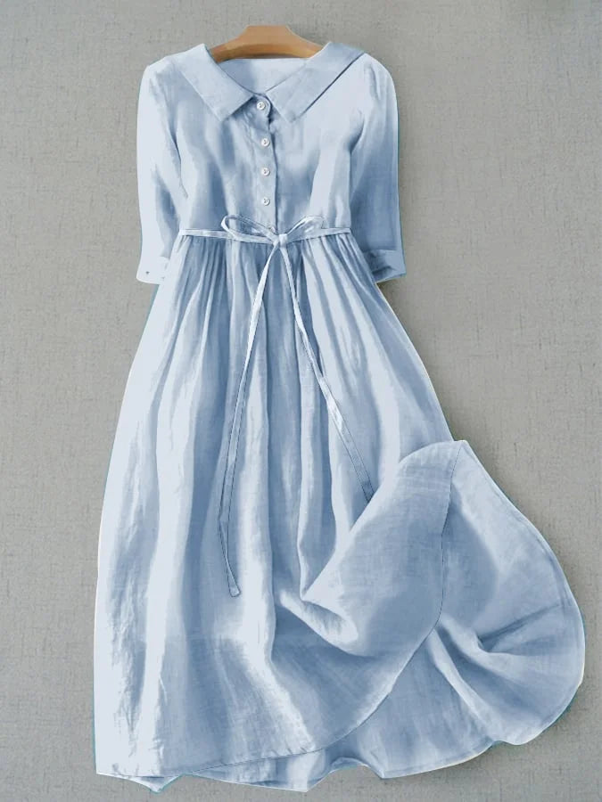 Lux – Elegant Short-Sleeved Dress with Lace-Up Waist