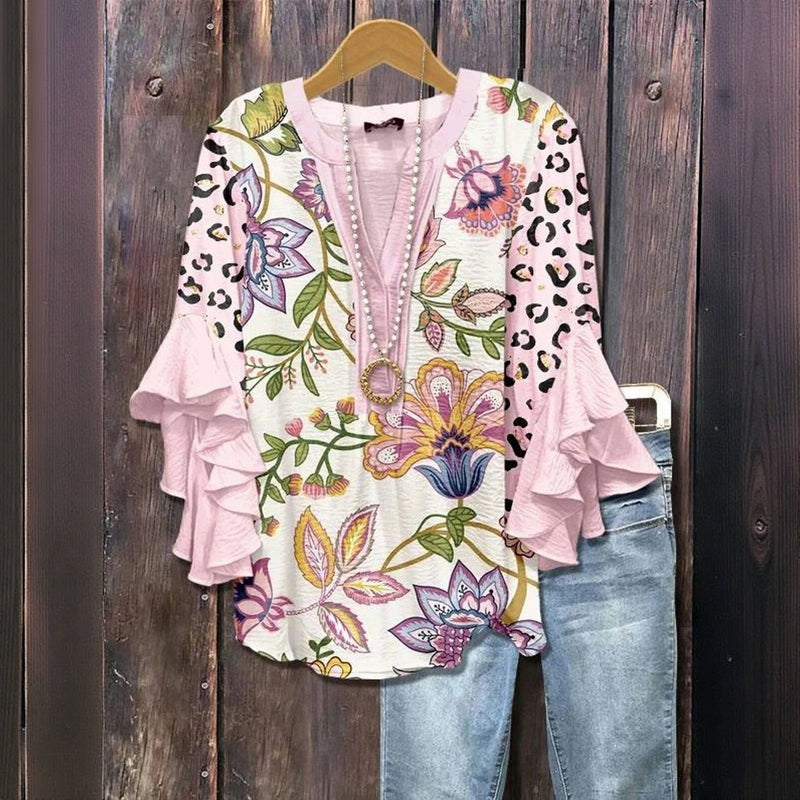 Vintage Blouse with Floral Print