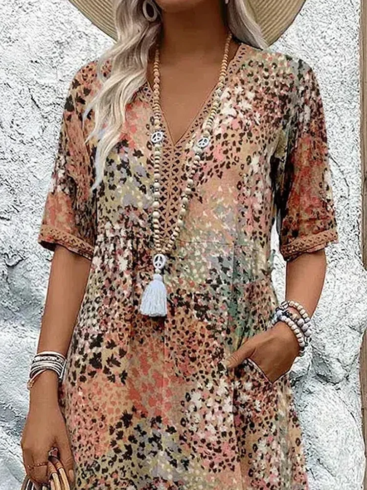 Celia™ | Boho Print Midi Dress